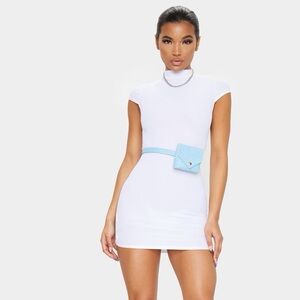 Elegant White Mini Dress with Blue Accent